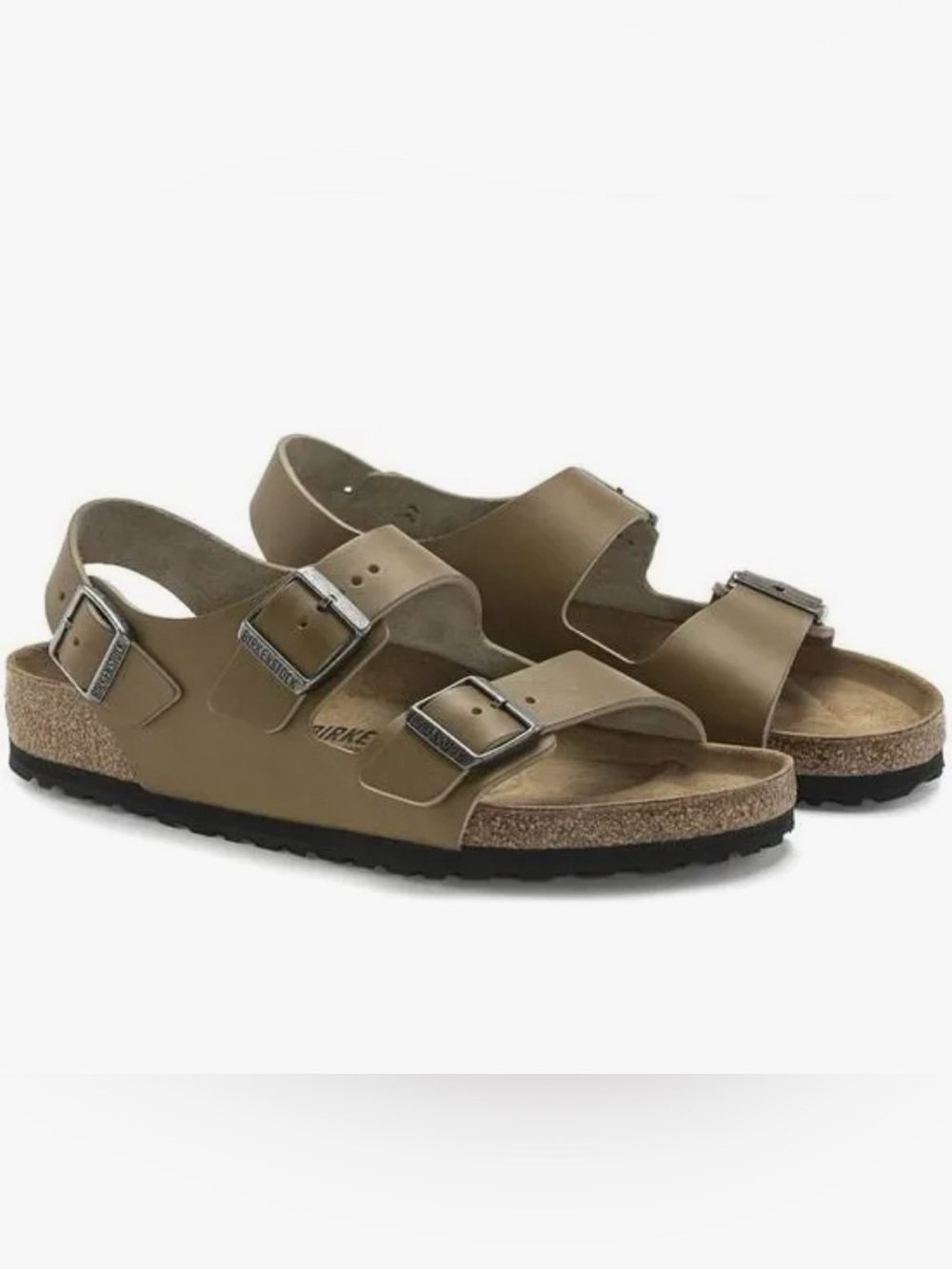 Birkenstock Milano Leather Vintage Wood Faded Khaki sz 42
